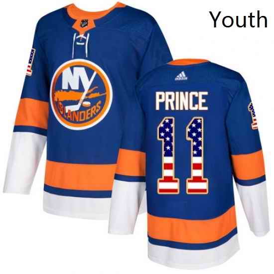 Youth Adidas New York Islanders 11 Shane Prince Authentic Royal Blue USA Flag Fashion NHL Jersey